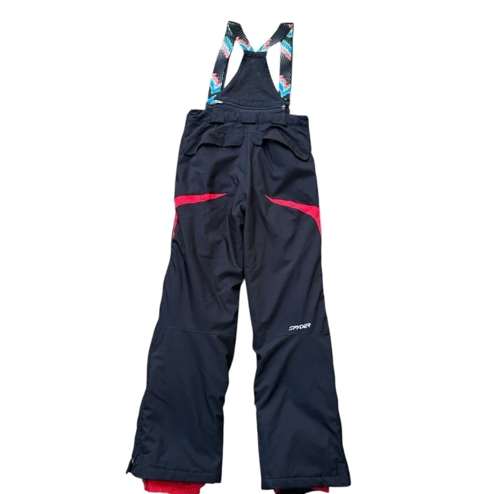Spyder Bib Ski Snow Pants Like New Black Removable Suspenders Waterproof Kids 18